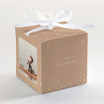 Boîte de dragées mariage engagés dorure - Dos de la boîte