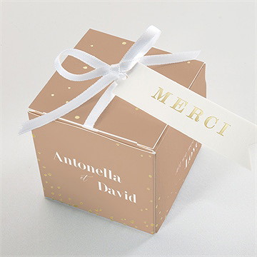 Boîte de dragées mariage engagés dorure - Dessus de la boîte