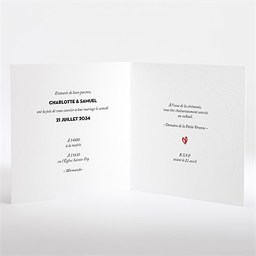 Faire-part mariage coeur - Intérieur du faire-part