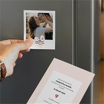 Faire-part mariage coeur duo - Mise en situation