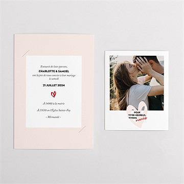 Faire-part mariage coeur duo - Vue d'ensemble