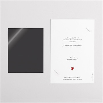 Faire-part mariage coeur duo - Dos du faire-part