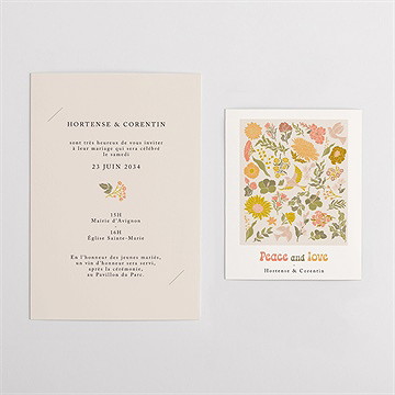 Faire-part mariage hippie chic duo - Vue d'ensemble
