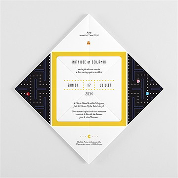 Faire-part mariage geek cocotte - Intérieur de la cocotte pliée