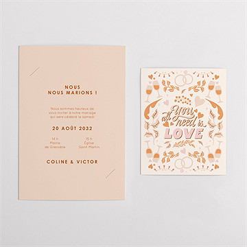 Faire-part mariage hippie - Vue d'ensemble