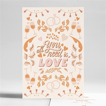 Faire-part mariage hippie portrait