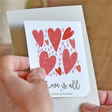 Faire-part mariage coeurs duo - Mise en situation