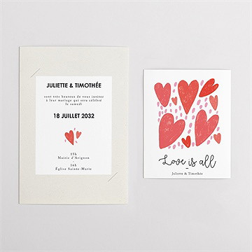 Faire-part mariage coeurs duo - Vue d'ensemble