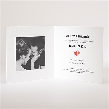 Faire-part mariage coeurs gaufrage - Intérieur du faire-part