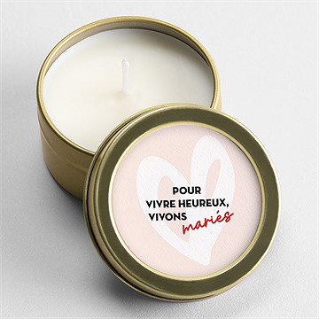 Bougie mariage coeur or