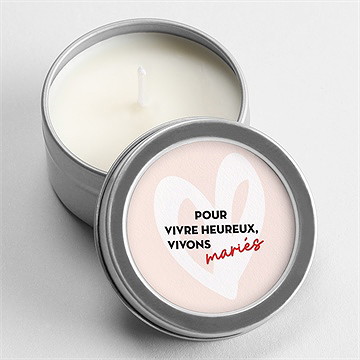 Bougie mariage coeur argent