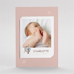 Faire-part naissance passeport fille duo
