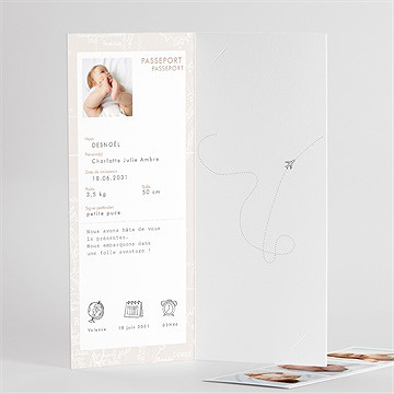 Faire-part naissance passeport fille photomaton - Détail de l'intérieur