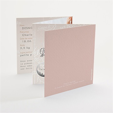 Faire-part naissance passeport fille accordéon - Dos du faire-part