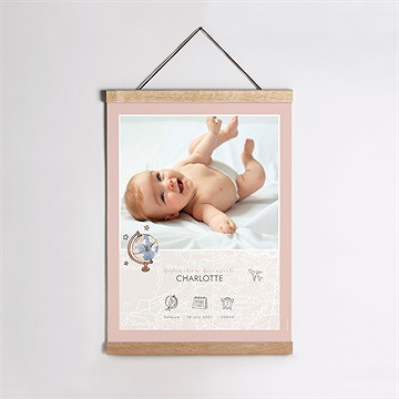 Affiche naissance passeport fille