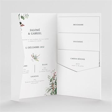 Faire-part mariage thème noël pocketfold - Intérieur du faire-part