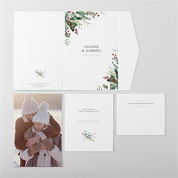 Faire-part mariage thème noël pocketfold - Vue ensemble extérieur