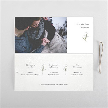 Faire-part mariage couronne d'hiver - Cartes intérieures verso