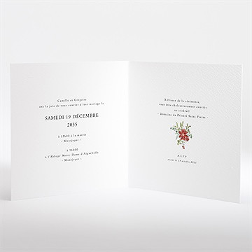 Faire-part mariage orange de noël - Intérieur du faire-part