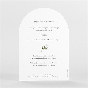 Faire-part mariage couronne d'hiver arche - Dos du faire-part