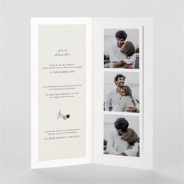 Faire-part mariage en hiver photomaton - Intérieur du faire-part