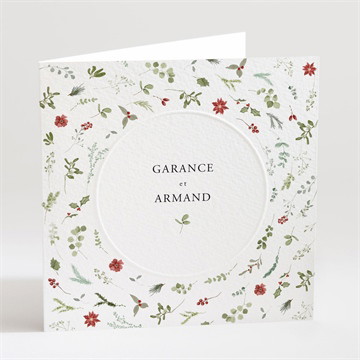 Faire-part mariage ronde fleurie