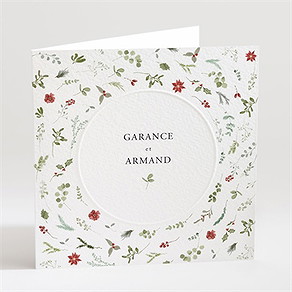 Faire-part mariage ronde fleurie