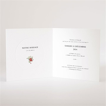 Faire-part mariage ronde fleurie - Intérieur du faire-part
