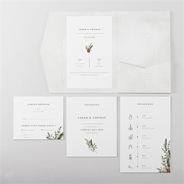 Faire-part mariage noël pocketfold - Vue d'ensemble intérieur