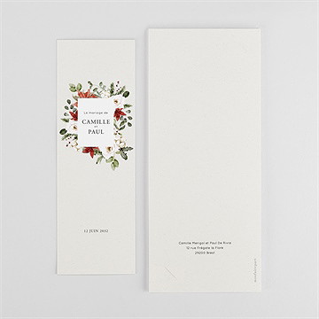 Faire-part mariage en rouge et blanc photomaton - Dos du faire-part