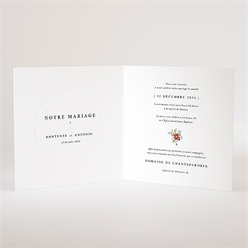 Faire-part mariage douce subtilité carré plié - Intérieur du faire-part