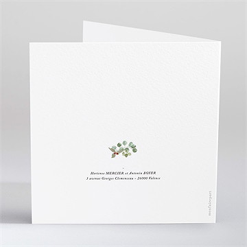 Faire-part mariage douce subtilité carré plié - Dos du faire-part