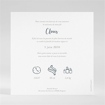 Faire-part naissance pêle mêle carré - Dos de la carte