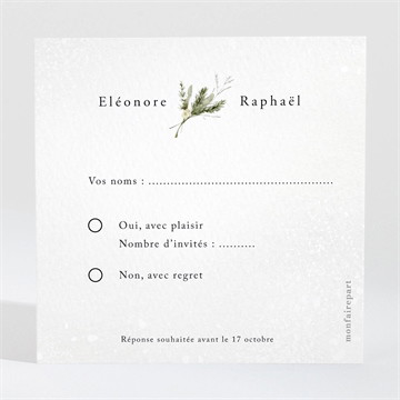 Carton réponse mariage couronne d'hiver