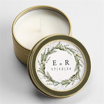 Bougie mariage couronne d'hiver or