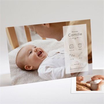 Faire-part naissance pictos sur photo