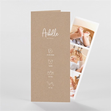 Faire-part naissance kraft garçon photomaton