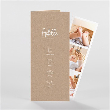 Faire-part naissance kraft garçon photomaton