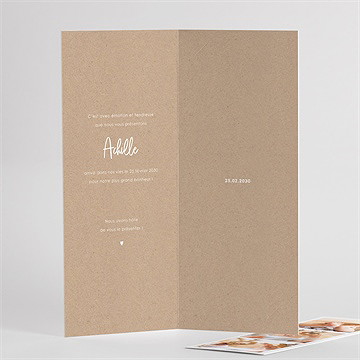 Faire-part naissance kraft garçon photomaton - Dos du faire-part