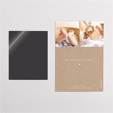 Faire-part naissance kraft garçon duo - Dos du faire-part