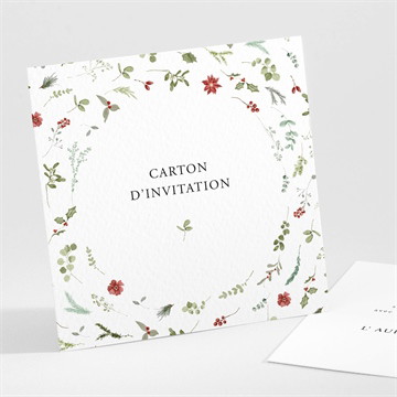 Carton d'invitation mariage ronde fleurie