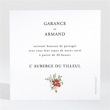 Carton d'invitation mariage ronde fleurie - Dos du carton