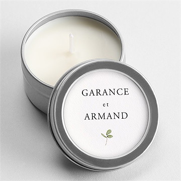 Bougie mariage ronde fleurie argent