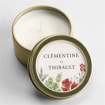 Bougie mariage jardin fleuri étui