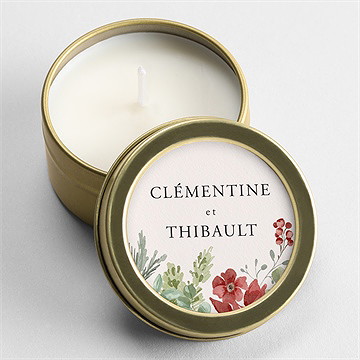 Bougie mariage jardin fleuri or