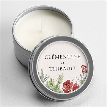 Bougie mariage jardin fleuri argent