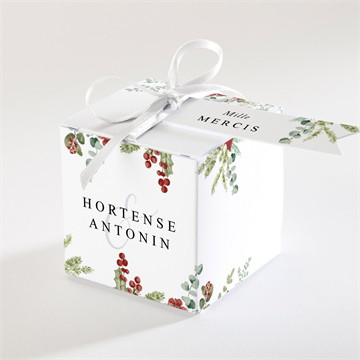 Boîte de dragées mariage douce subtilité carré plié