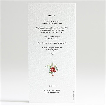 Menu mariage douce subtilité - Dos du menu