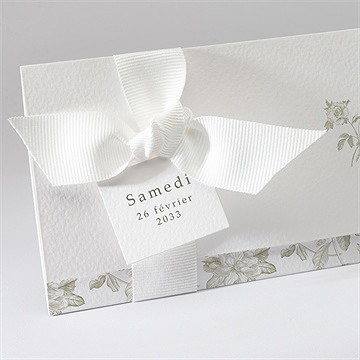Faire-part mariage fleuri pochette - Détail du faire-part