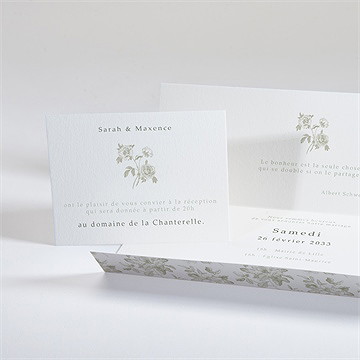 Faire-part mariage fleuri pochette - Intérieur du faire-part
